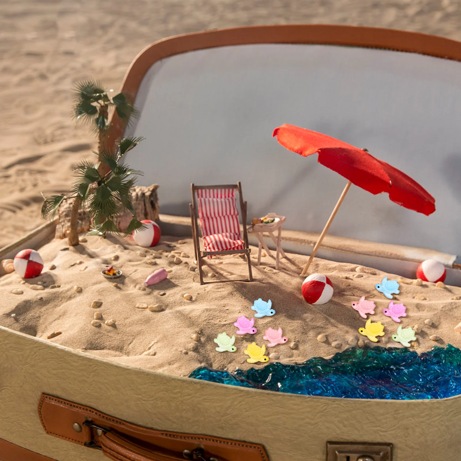 

50Pcs Mini Turtles Glow in The Dark Resin Sea Turtle Decorations for Mini Gardens Aquarium Cake Toppers Tiny Animals