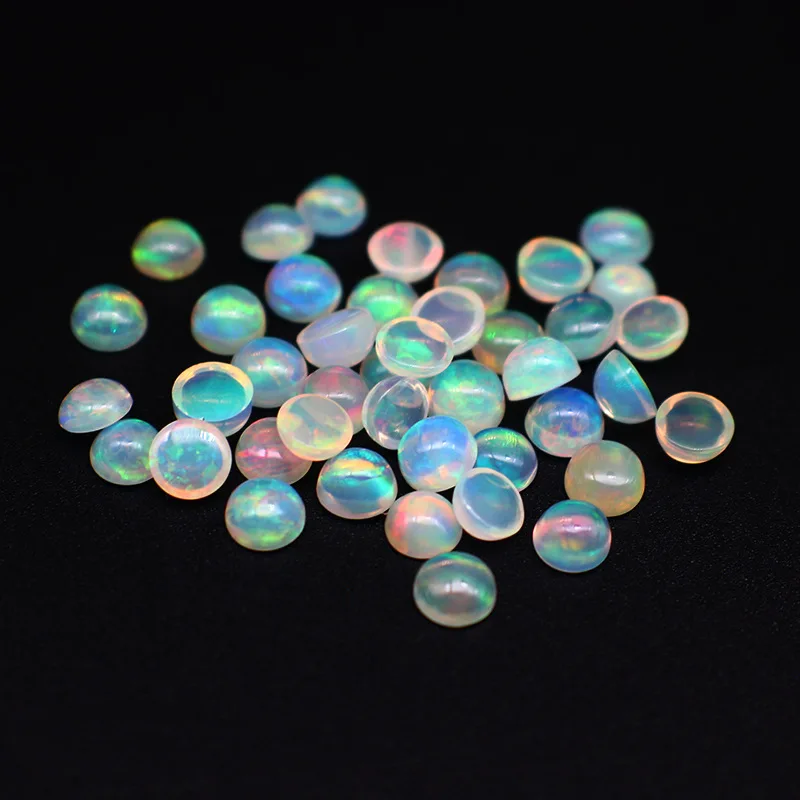 

3/5/6/8mm High Quality Natural Opal Cabochon Round Shape Flat Bottom Opal / K Gold Jewelry Clock Inlay Gemstones Ring Face