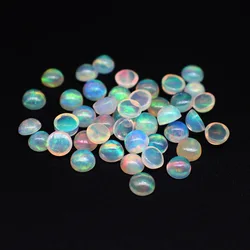 3/5/6/8mm High Quality Natural Opal Cabochon Round Shape Flat Bottom Opal / K Gold Jewelry Clock Inlay Gemstones Ring Face