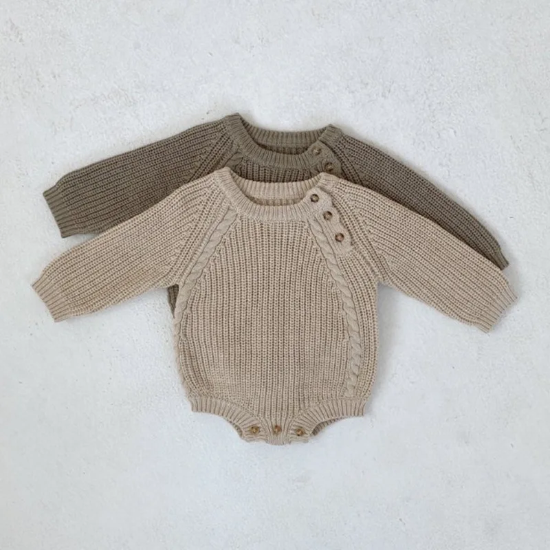 2024 Korea Baby Autumn Sweaters Infant Long Sleeve Knitted Bodysuit Boys Girls Knitwear Rompers Newborn Knit Jumper Clothes