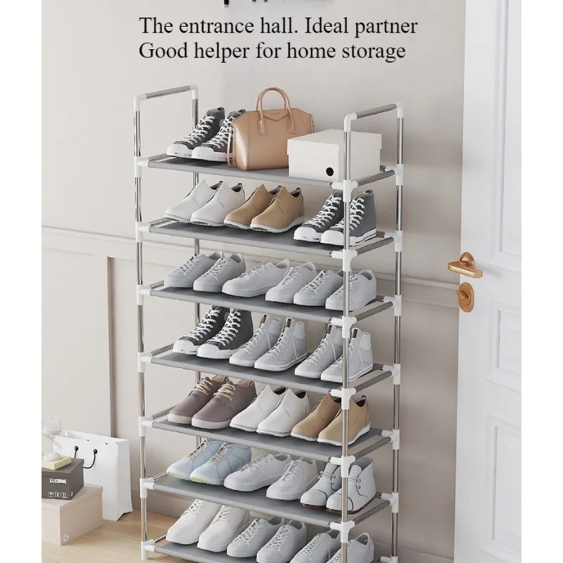 Combination shoe rack, simple household shoe cabinet with armrest, dustproof storage shoe rack, multi-layerassemblydoorshoe rack image 5