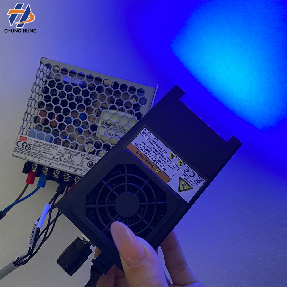 75W 35*15mm Fan Cooled UV LED Curing Lamp Blue Violet Drying Light Compatible with XP600 TX800 DX5 Head 6090 UV Flatbed Printer