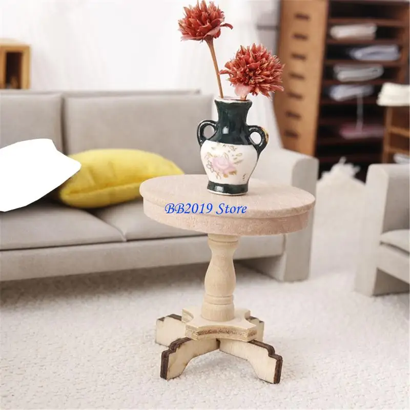 

Q0KB 1:12 Miniature Display Table Child Safe Unpainted Furniture For Scene Creation