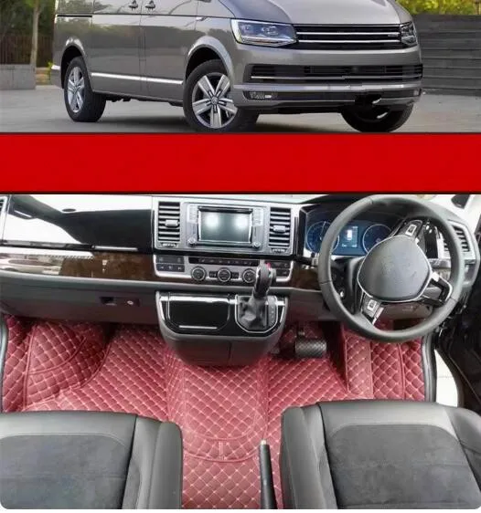 

Custom front seats car floor mats for Right hand drive Volkswagen Transporter T5 T6 2021-2003 2 3 seats durable carpets rugs
