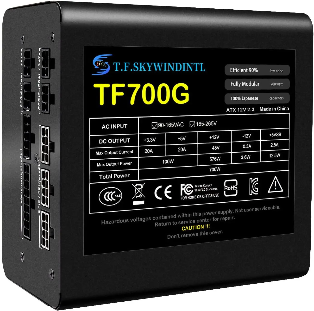 مصدر طاقة 700 واط RGB وحدات كاملة ATX Gaming PSU جهد كامل نشط PFC مع مروحة FDB لخادم الكمبيوتر المكتبي