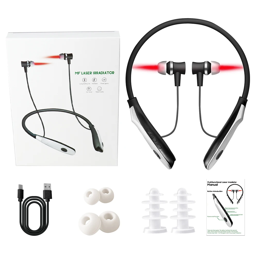 

650nm Laser LLLT Irradiation Portable Tinnitus Ear Laser Therapy Earplugs Otitis Media Deafness Nose Rhinitis Sinusitis