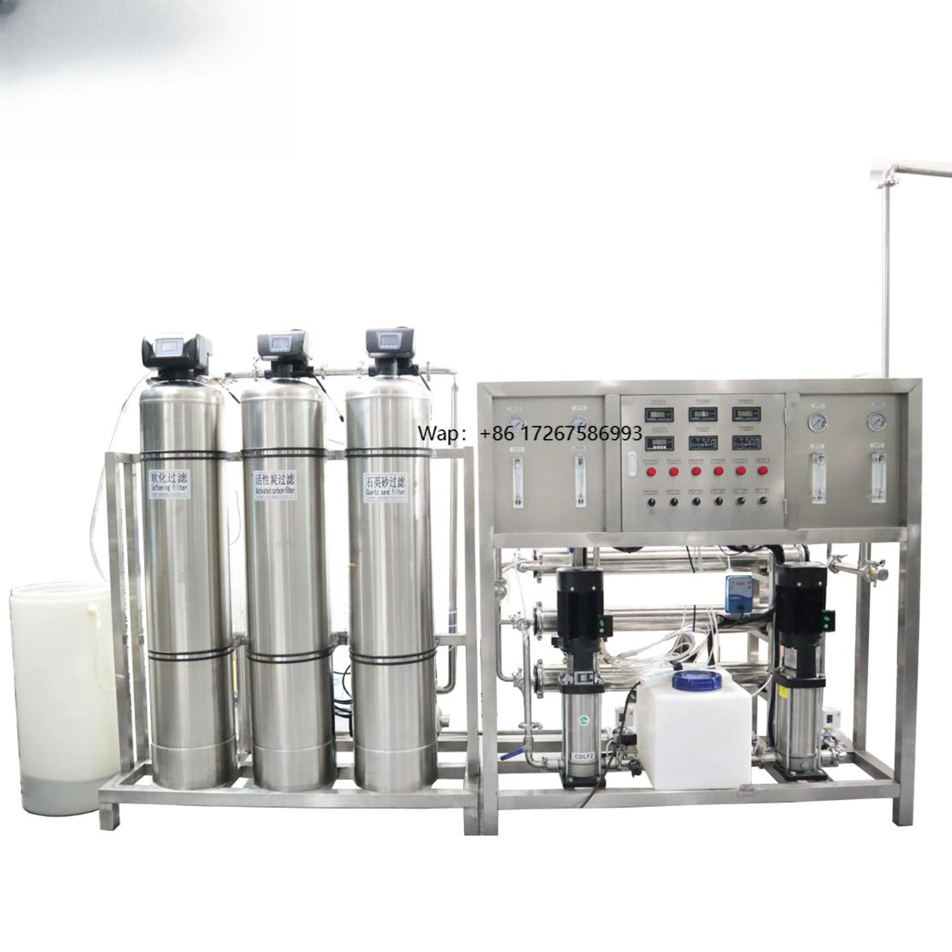 500L Stainless Steel Automatic Reverse Osmosis Pump Pure Water Treatment Machine RO System Water Purification Equipment Plant