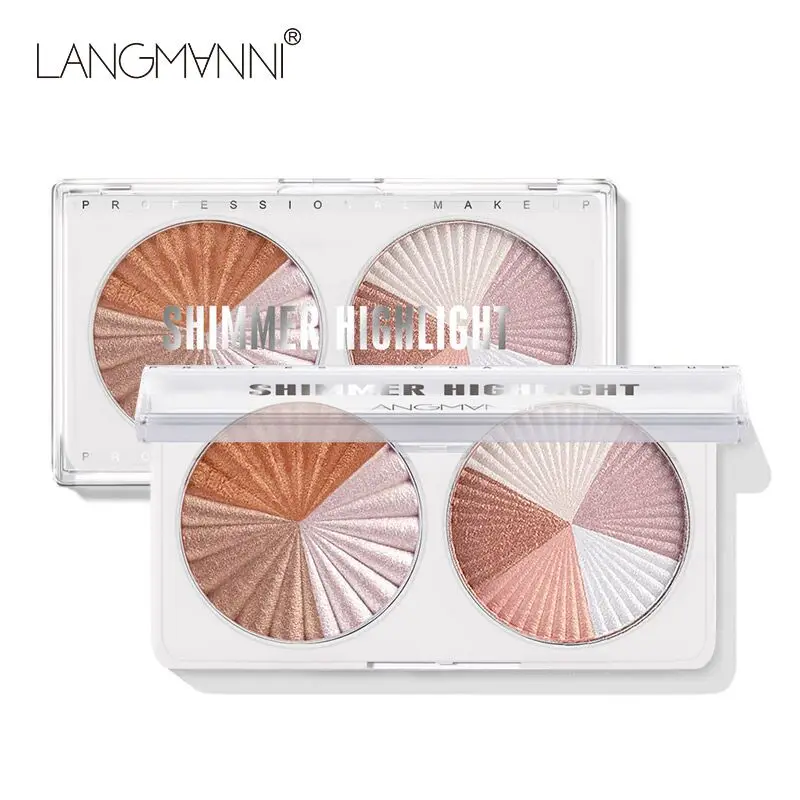 Langmanni-Surligneur Double Disque, Documents Mixtes, Brcorporelle, Bronzer, Poudre Scintillante, Illuminer le Contour du Visage, 1 Pc, 2Pcs