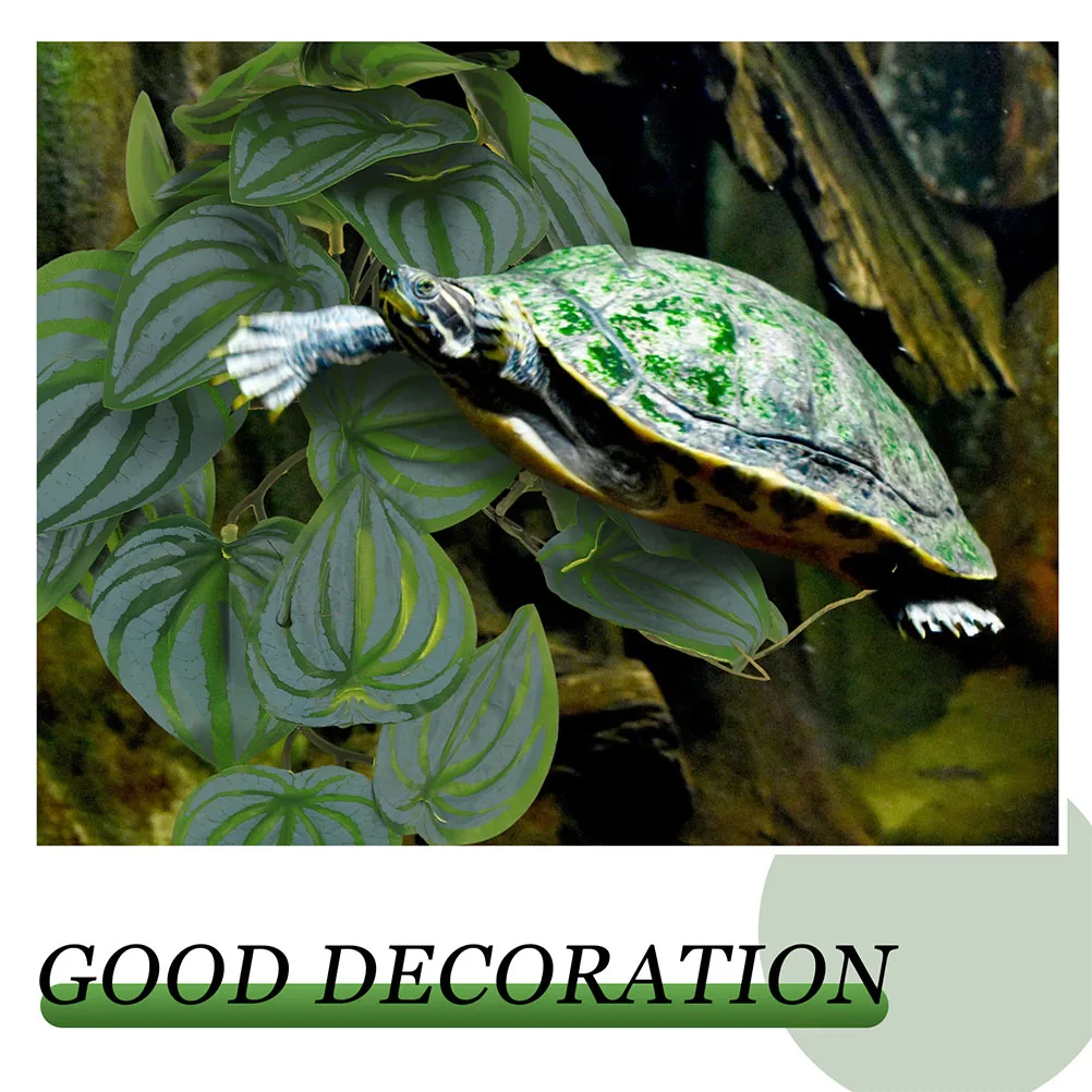 

Lifelike Hanging Reptile Plant Simulated Suction Fake Leaf Terrarium Decor Indoor Green Climbing Ornament Cage Tank Supplies