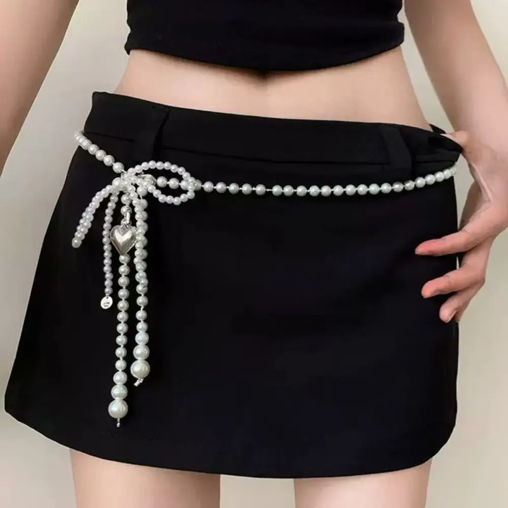 المعادن القوس اللؤلؤ الخصر سلسلة الكورية نمط أوروبا الأمريكية نمط الطازجة الخصر سلسلة الحب قلادة مجوهرات اكسسوارات