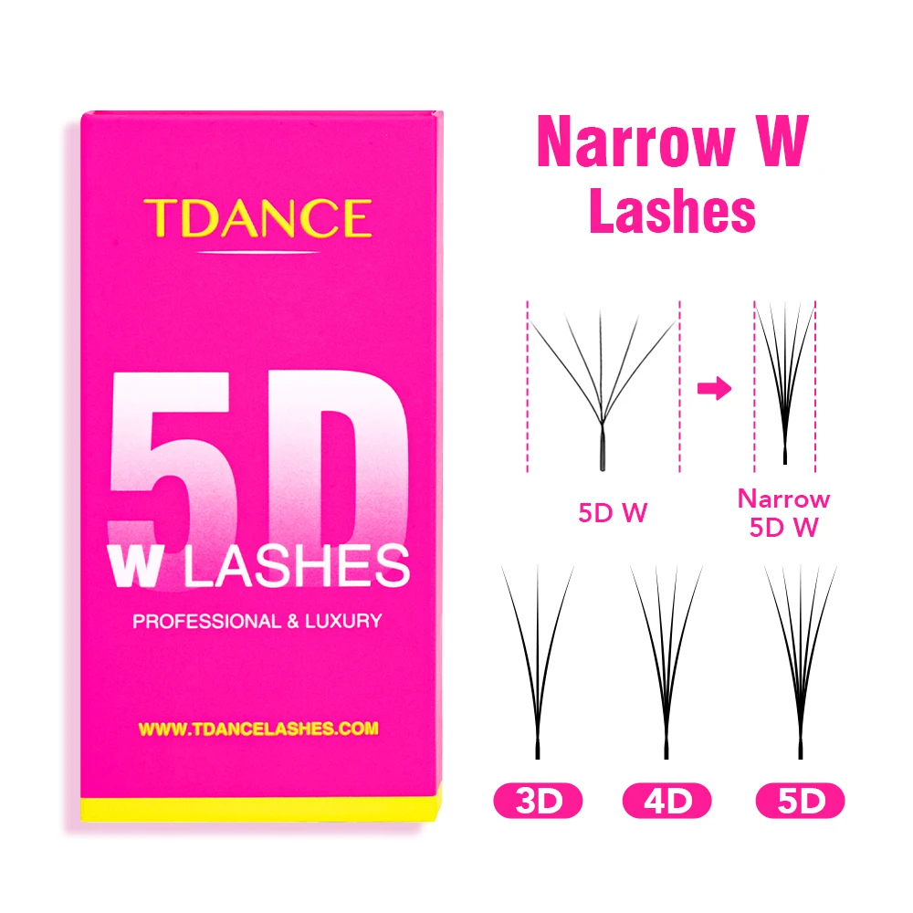 TDANCE Neue Schmale 3D 4D 5D W Wimpernverlängerung Volumenfächer 0.07 C/D Handgemachte V-Form Wimpern Natürliche Dichte Faux Mink Wimpern – Detail 1
