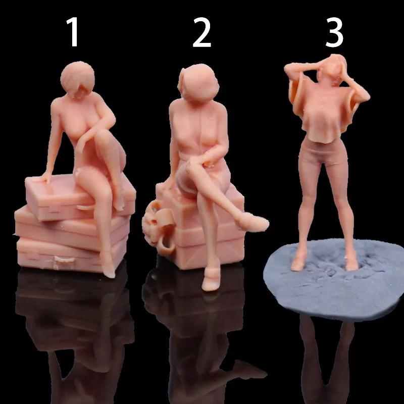 1/87 1:64 1/43 Figure Scream Girl Sitting Woman Miniature Model Sand Table Villain Scene Need To Be Colored By Yourself