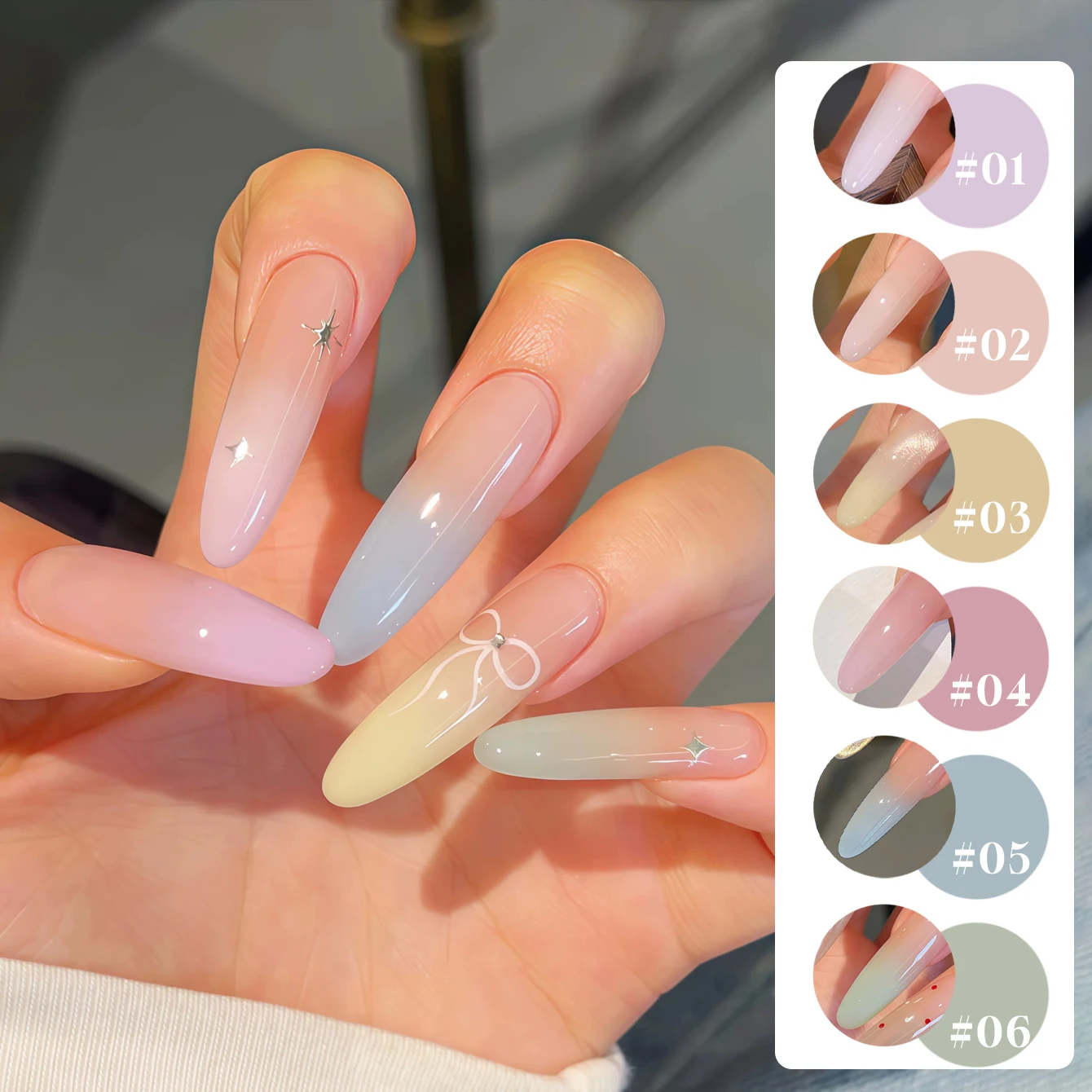 

MIANEL 12ML 1-6pcs Summer Nails Macaron Candy Jelly Gel Nail Polish 2025 New Dopamine Whitening Jelly Nail Polish Green Nails