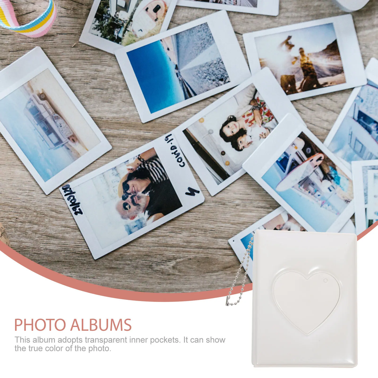 

Small Photo Album Heart Pendant Transparent Pockets Portable Moisture Resistant For Women Girls Kids Gift Scrapbook Album
