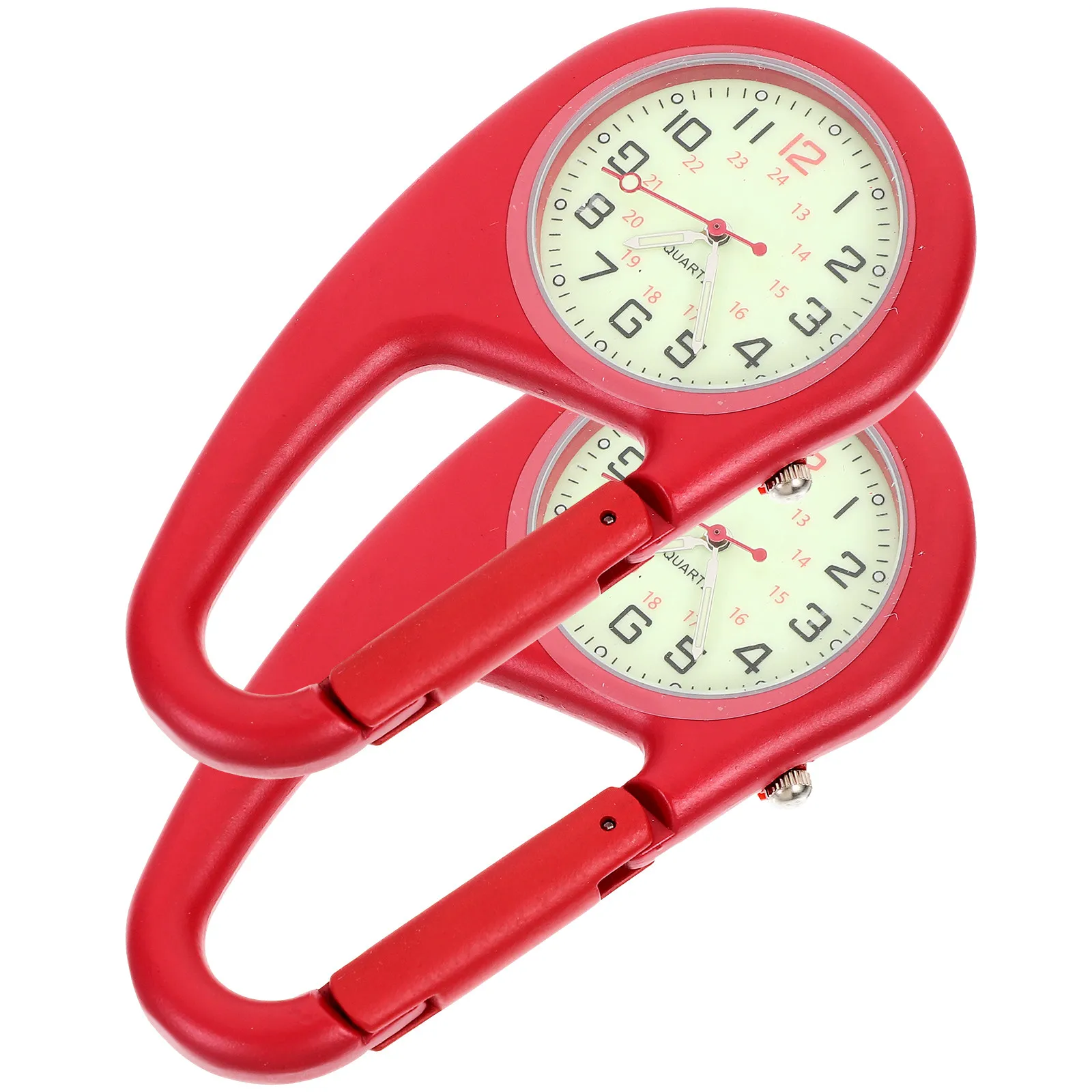 

2Pcs Quartz Carabiner Watch Alloy Clip on Backpack Luminous Dial Outdoor Hiking Climbing Pocket Fob Watch Clip on Quartz