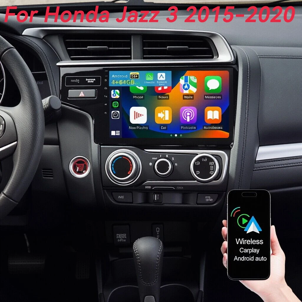 

9"Inch Android 16 Car Radio For Honda Jazz 3 2015-2020 Fit 3 GP GK 2013-2020 4G+WIFI Carplay Auto Multimedia Player Navigation