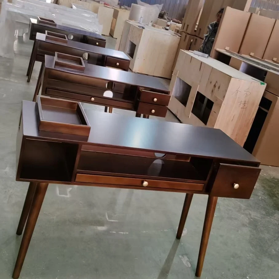 ##Top Selling Modern Retro Japanese Black Walnut Wood Nail Salon Furniture Portable Nail Desk Table Manicure Table