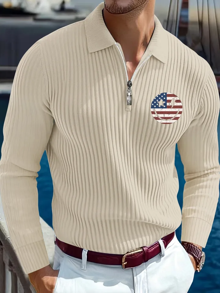 Men's Breathable Long Sleeve Polo Shirt for Outdoors