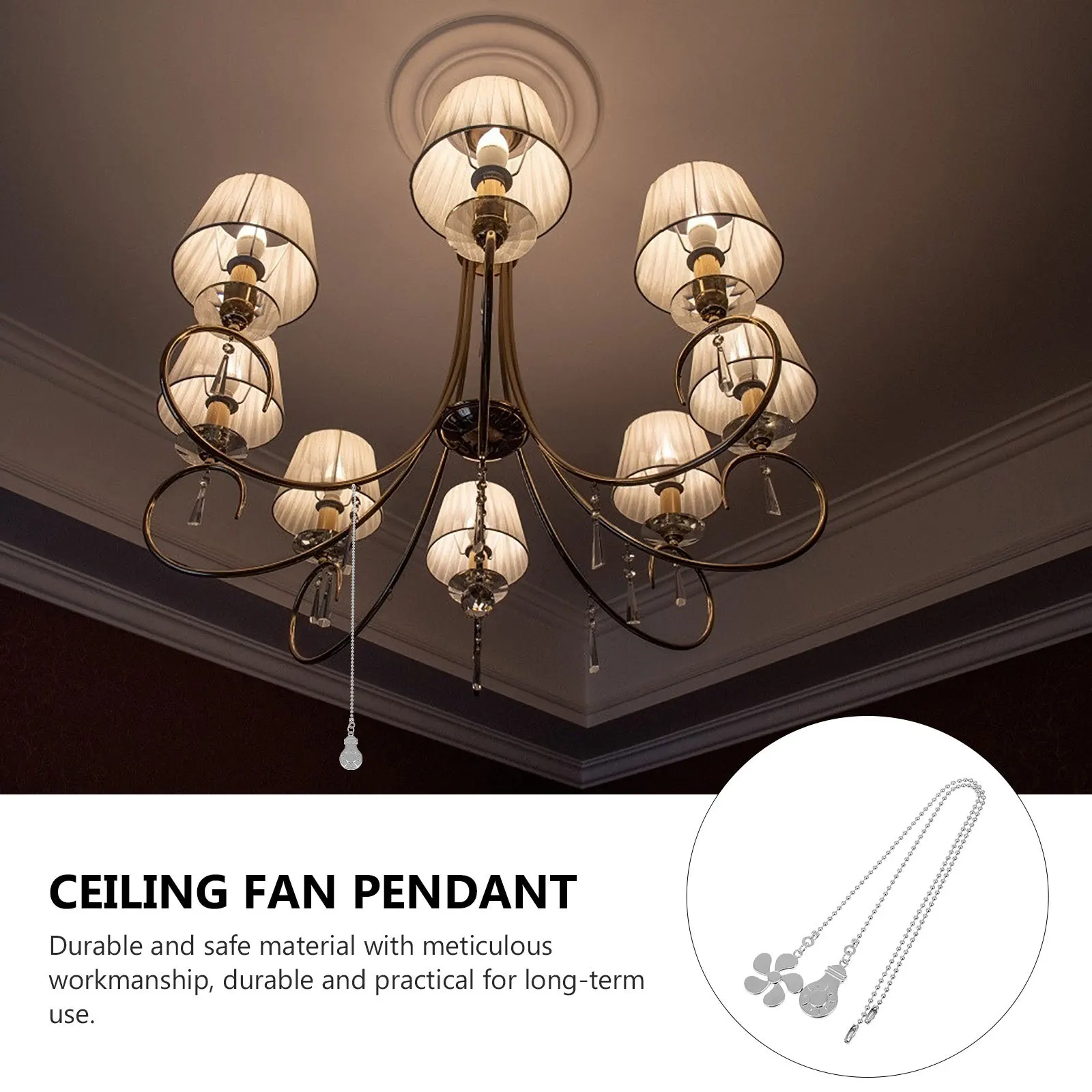 

2Pcs Beaded Ball Fan Pull Durable Safe Material Unique Process Keeps Color Lasting Not Easy to Fade Ceiling Fan Decor