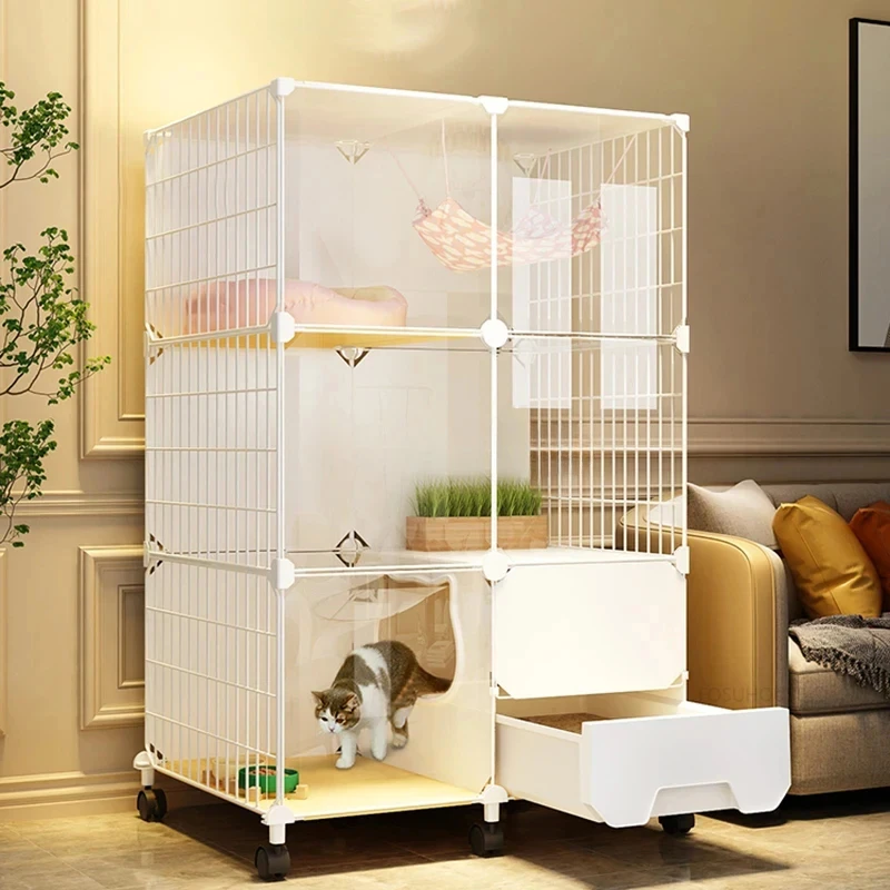 Cat Cages Home Indoor Cat Litter Box Integrated House Simple Villa Toilet Super Large Free Space Pet Products