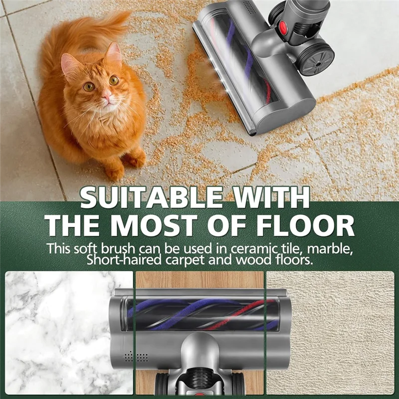 A24P Per Dyson V7 V8 V10 V11 V15 Cordless Stick Aspirapolvere Con Fari A LED Rullo Spazzola Per Pavimenti Testa di Ricambio