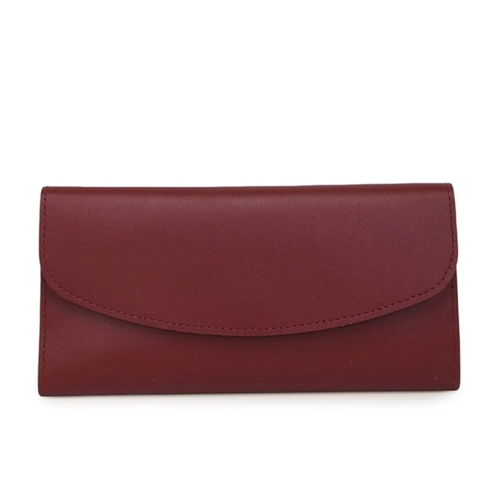 Elegant PU Leather Long Wallet Multi Card Slot Solid Color Trifold Purse Soft Slim Card Holder for Men and Women