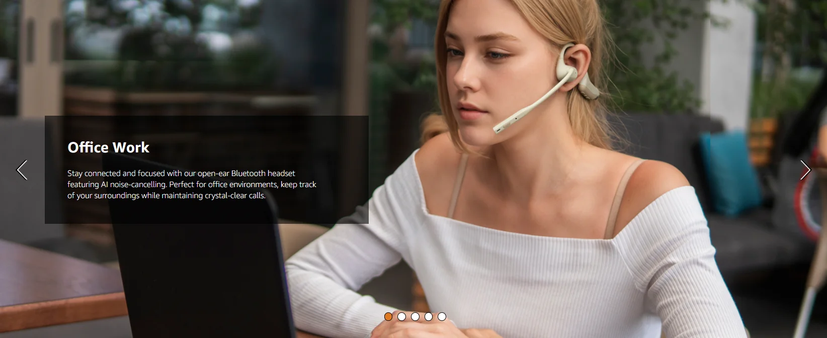 Nuroum Open-Ear Kabellose Kopfhörer Bluetooth 5.3 Headset mit Geräuschunterdrückungsmikrofon für Arbeit, Büro, Callcenter, Komfortable Ohrbügel-Kopfhörer Freisprecheinrichtung für PC, Laptop, Mobiltelefon, Teams, Zoom-Meetings, Fernarbeit – Detail 9