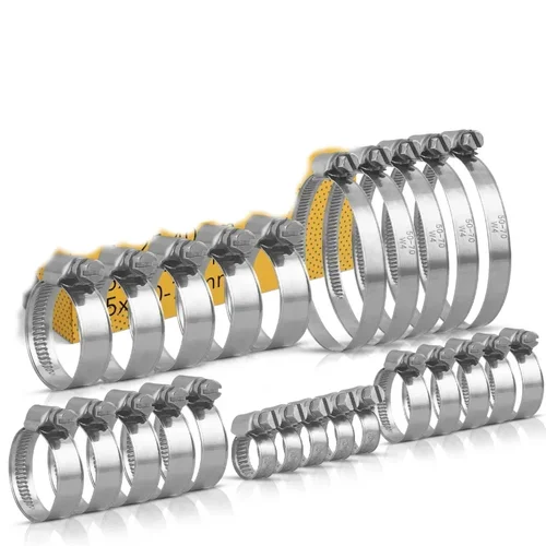 Abrazaderas de tubo de manguera de acero inoxidable, 25 uds., 16mm-70mm, Clips de abrazadera de manguera alemana cruzada para manguera de aire, tubería de agua, manguera de combustible