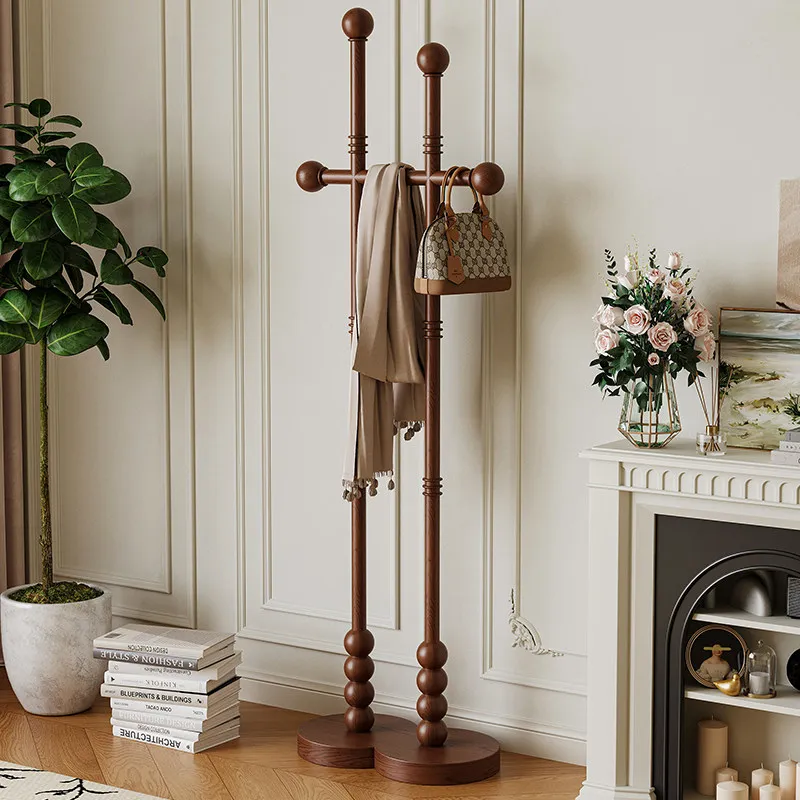 Second-hand Style Coat Rack Solid Wood Floor-to-ceiling Clothes Bag Rack Home Bedroom Hanger Living Room Entrance Storage Rack