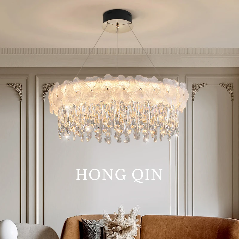 

Hanging Lamps Living Room Modern Cream Style Led Chandelier Glass Kitchen Island Luxury Pendant Light Minimalist Lighting Lustre