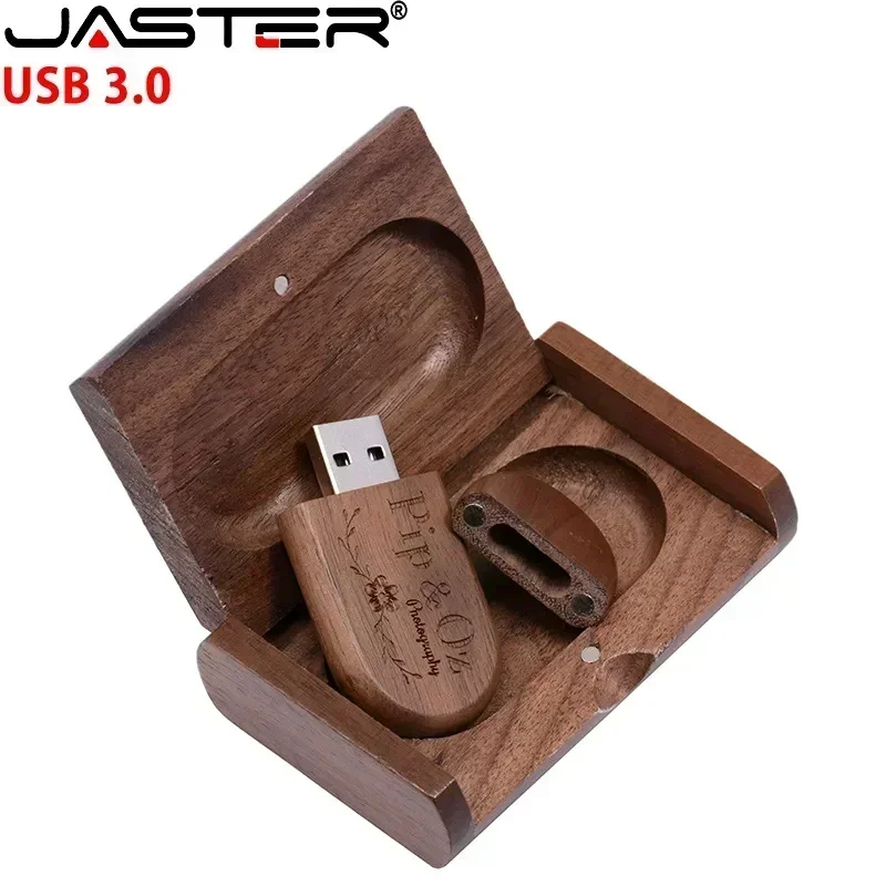 JASTER USB 3.0 Flash Drive Memory Stick+Packaging Box Pendrive 1 Piece Free Custom Logo 16GB 32GB 64GB Photography Wedding Gift