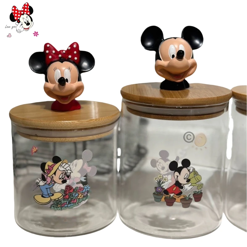 

Милая герметичная банка для конфет с Микки Диснеем, креативная кавайная домашняя кухня с крышкой, ящик для хранения стеклянных бутылок, украшение для рабочего стола, подарок