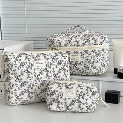 Wholesale Ins Black Flower Women Quilting Bags Handbag Travel Organizer Cosmetic Makeup Storage Pouch Portable Zipper Tote Bag