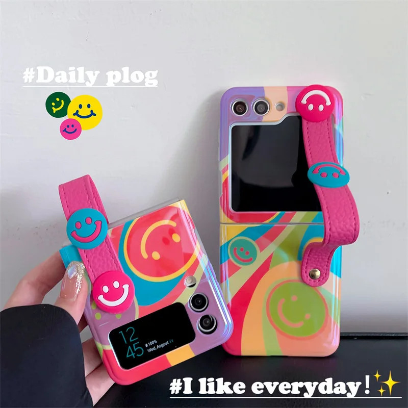 Graffiti Maker with Bracelet For Samsung Galaxy Z Flip 5 4 3 6 Luxury Korean Shockproof Back Cover For Samsung Z flip5 flip4