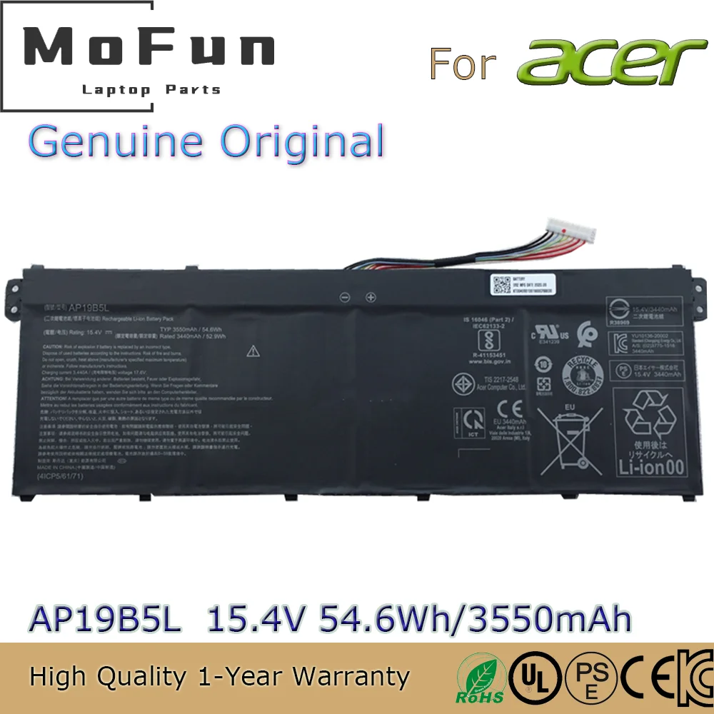 

Brand New Original AP19B5L 15.4V 54.6Wh Laptop Battery for Acer Aspire 5 A515-56 A515-55 A515-44 SF314-42