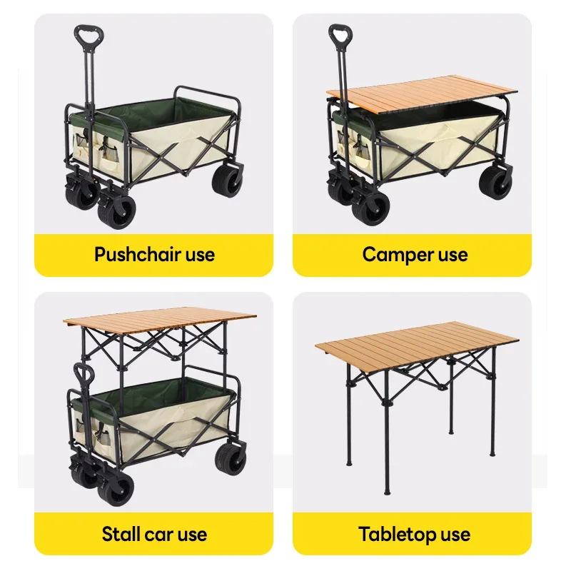 200KG terenowy Wagon kempingowy składany wózek plażowy z kółkami przenośny ultralekki wózek na zakupy Pushcart piknik na świeżym powietrzu Beac