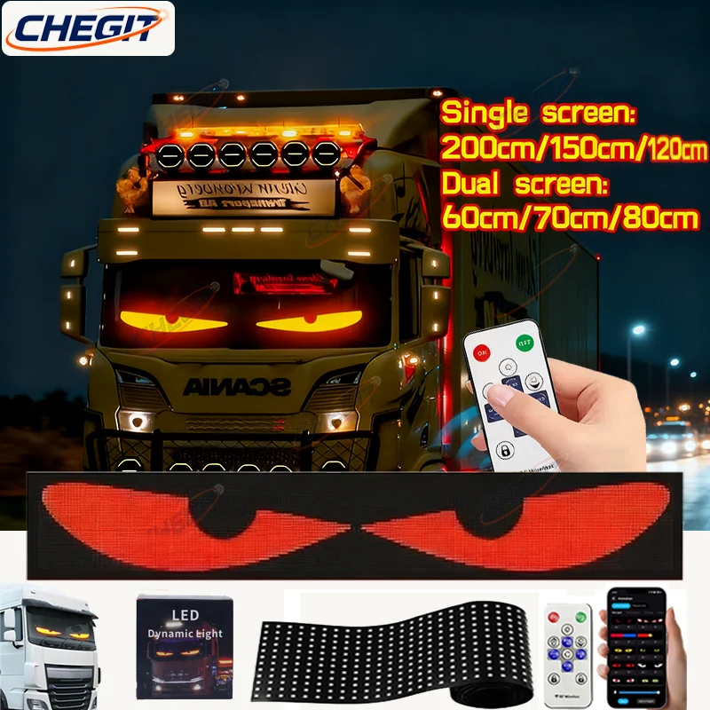 Гибкая грузовая машина Devil Eye, светодиодная пиксельная панель, светильник с дистанционным управлением, мягкое складное освещение, прокрутка для лобового стекла 12 В 24 В