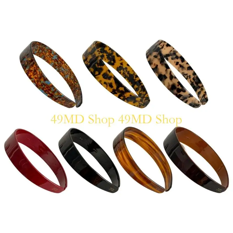 

49MD Temperament Wide Acetate Headband Leopard Print Headdress Creative Hair Hoop For Everyday Wear And Parties