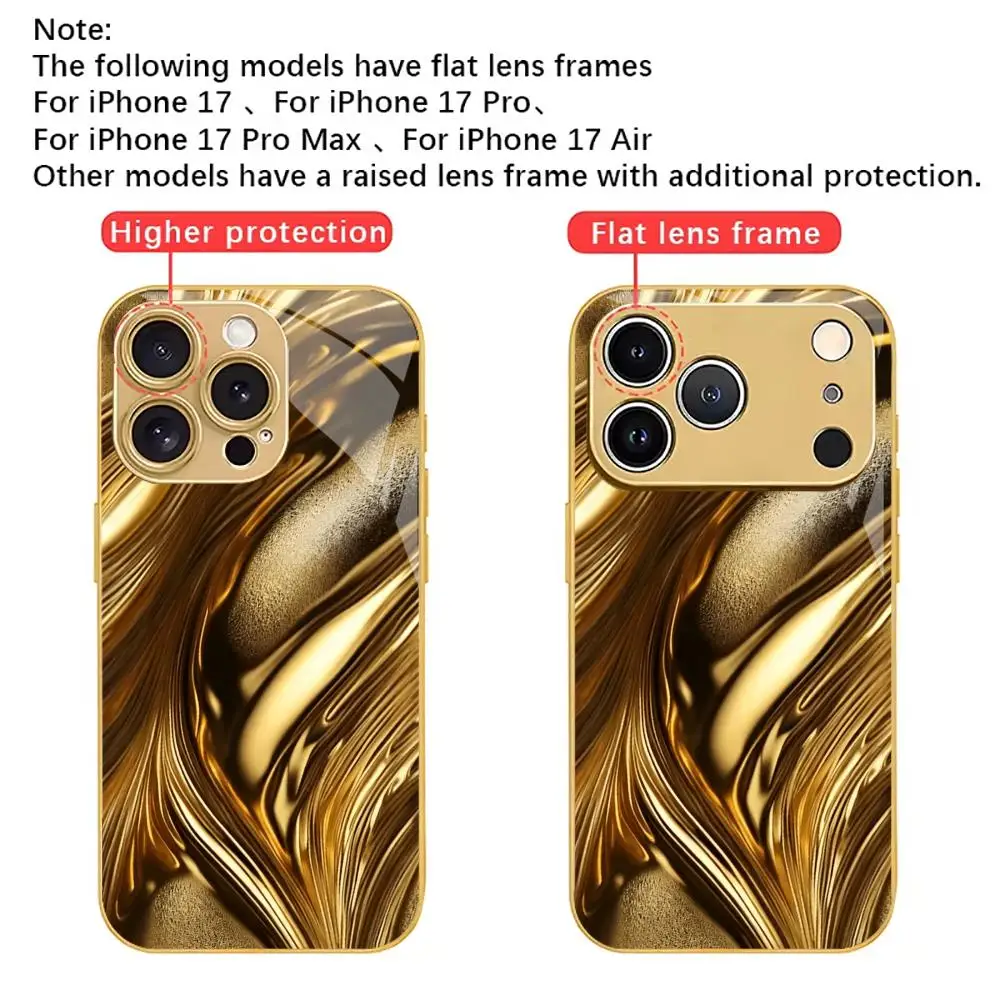 

Luxury Golden-Plating Wave Pattern PhoneCase For iPhone17 16 15 14 13 12 11 17 Pro Max XS Max Plus Fashion Bright Bumper Cover