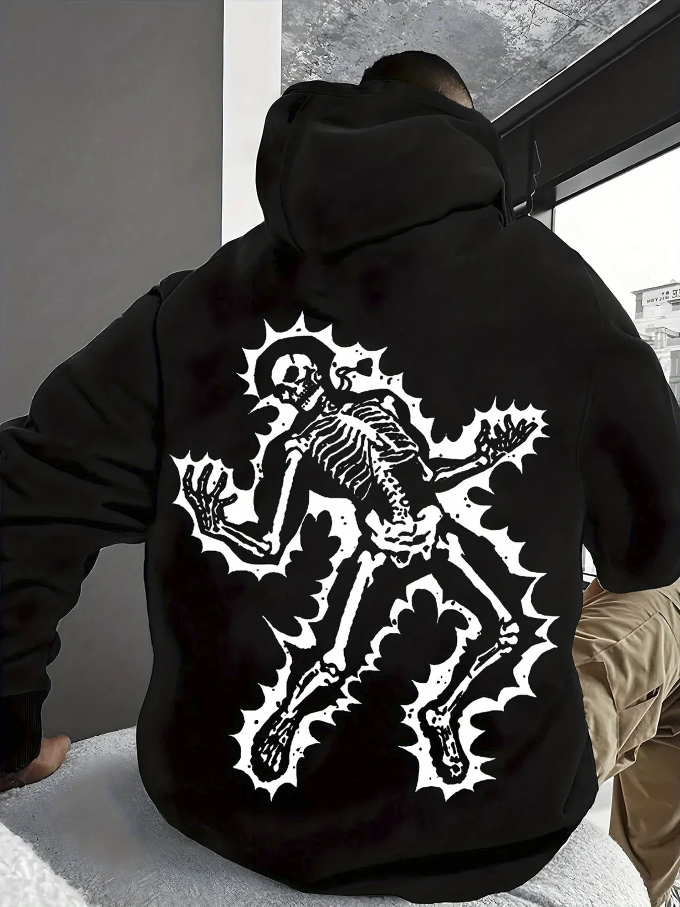 

Готический череп с графическим принтом, осенние и зимние мужские и женские толстовки, повседневные свободные уличные спортивные тренировочные брендовые модные толстовки