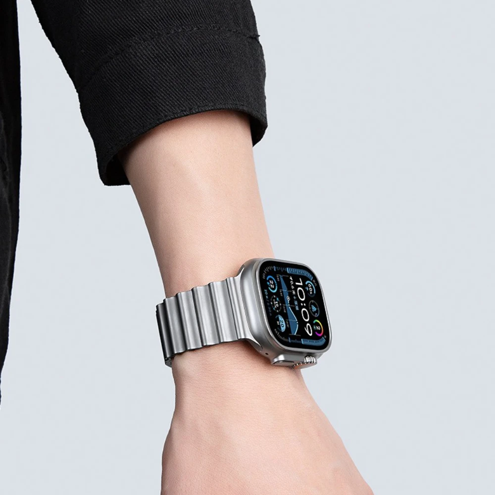 المحيط حزام مغناطيسي لساعة أبل الترا 2 3 الفرقة 49 مللي متر 9 8 7 45 مللي متر 44 مللي متر سوار الفولاذ المقاوم للصدأ IWatch S10 S11 46 مللي متر معصمه #6
