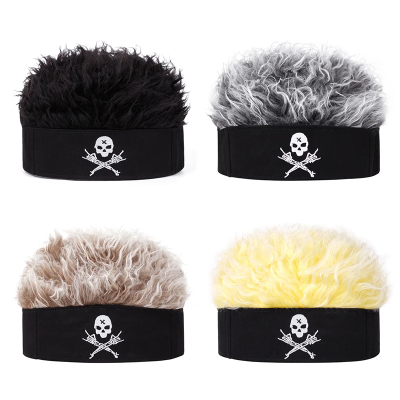 1pc Fashion HipHop Hat Two Hand Skull Embroidery Wig Hat Outdoor Daily Adjustable Decorative Hat Unisex Guapi Hat Borderless Hat