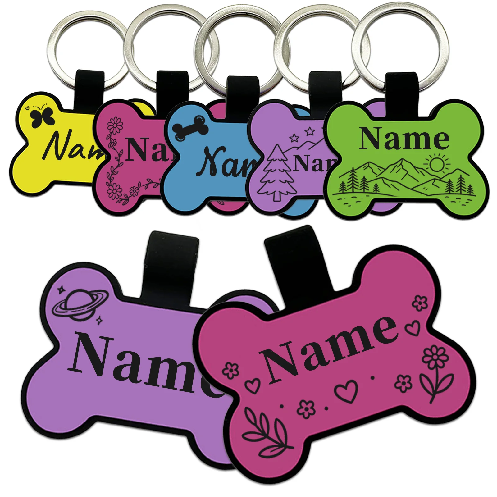 

Custom Dogs Cats ID Tag Personalized Silicone Bone‑Shaped Pet Tags Double‑Sided Engraved Anti‑Lost Lightweight Collar Pendant