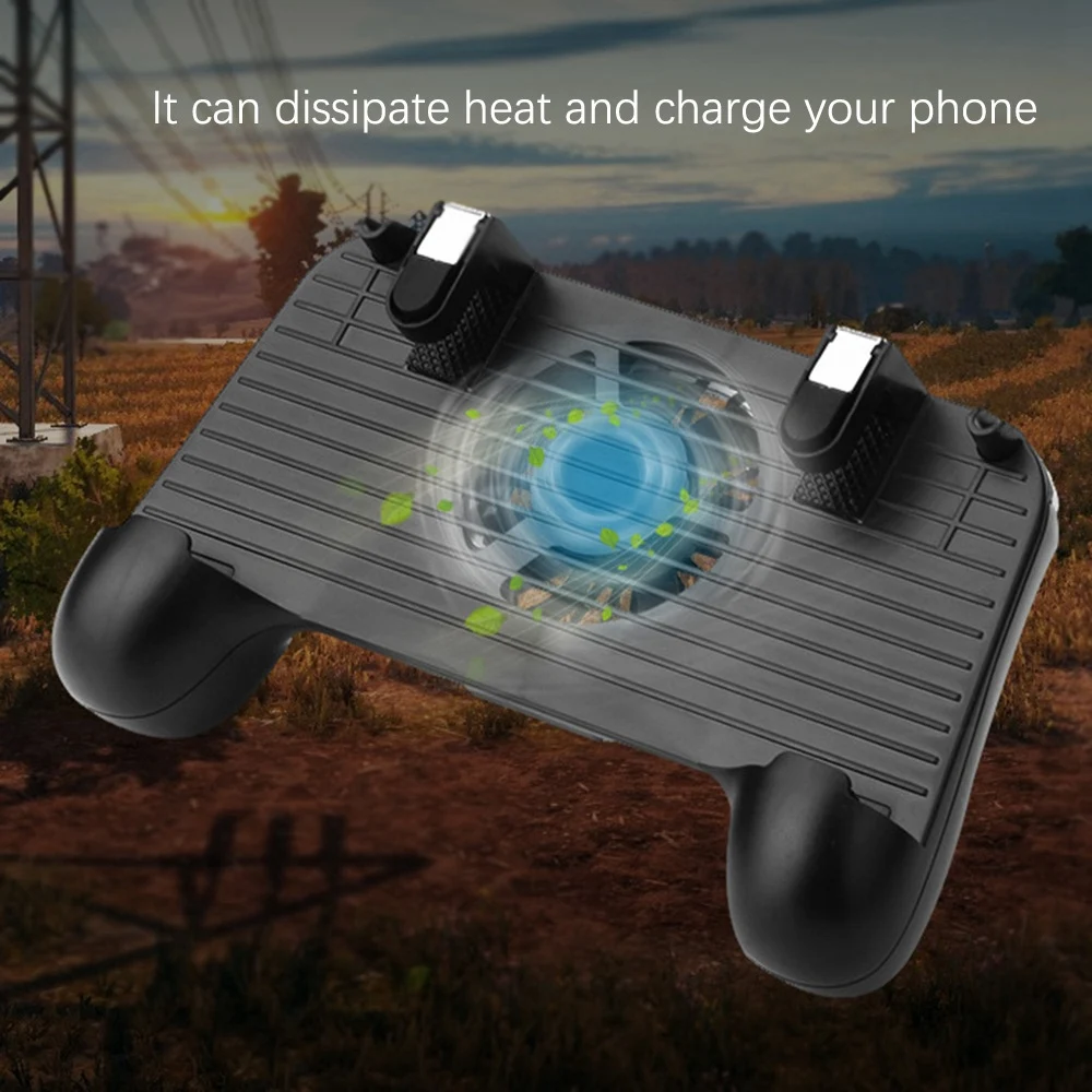 4-In-1 Mobile Game Controller for PUBG Mobile Gamepad Shoot Aim Trigger Joystick Cooling Fan 2000MAh Power Bank Portable