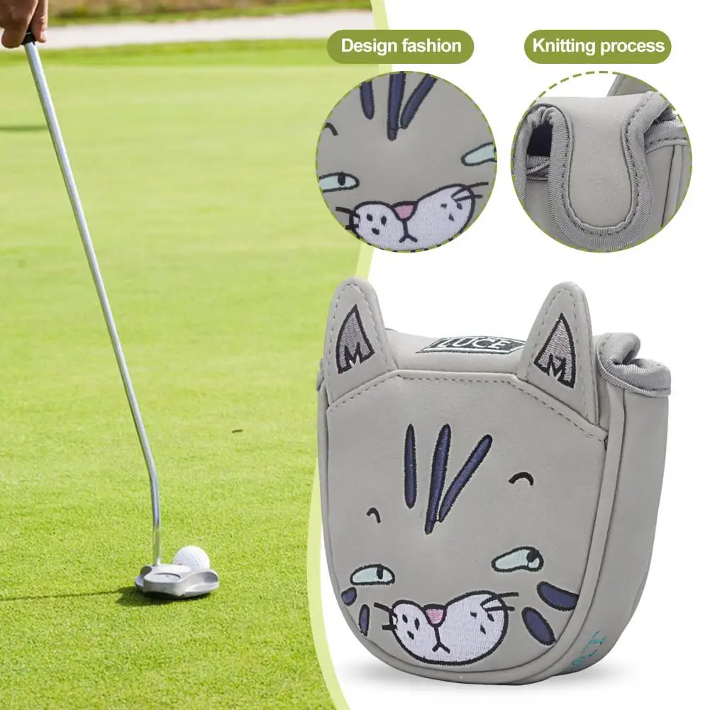 Golf Putter Cover Cartoon Cat Faux Leather Golf Club Headcover Golf Putter Head Protector with Magnet Closure 골프용품