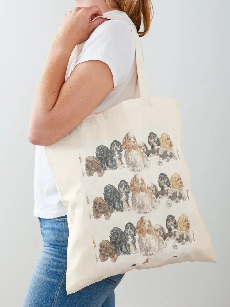 

American Cocker Spaniel Puppies Tote Bag bag for beach reusable shopping bags Canvas reusable shopping bag