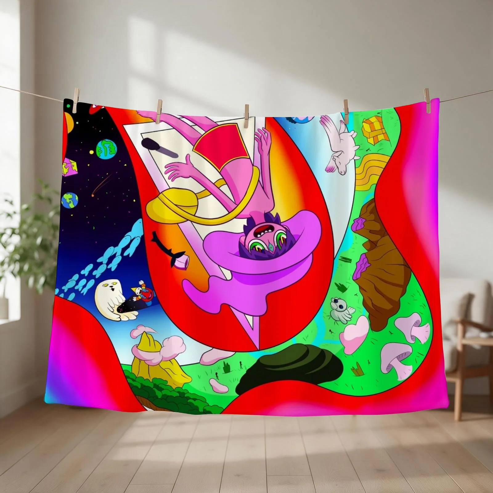 The Midnight Gospel Awesome Trippy Background Throw Blanket couch cozy soft plush fuzzy picnic outdoor blanket