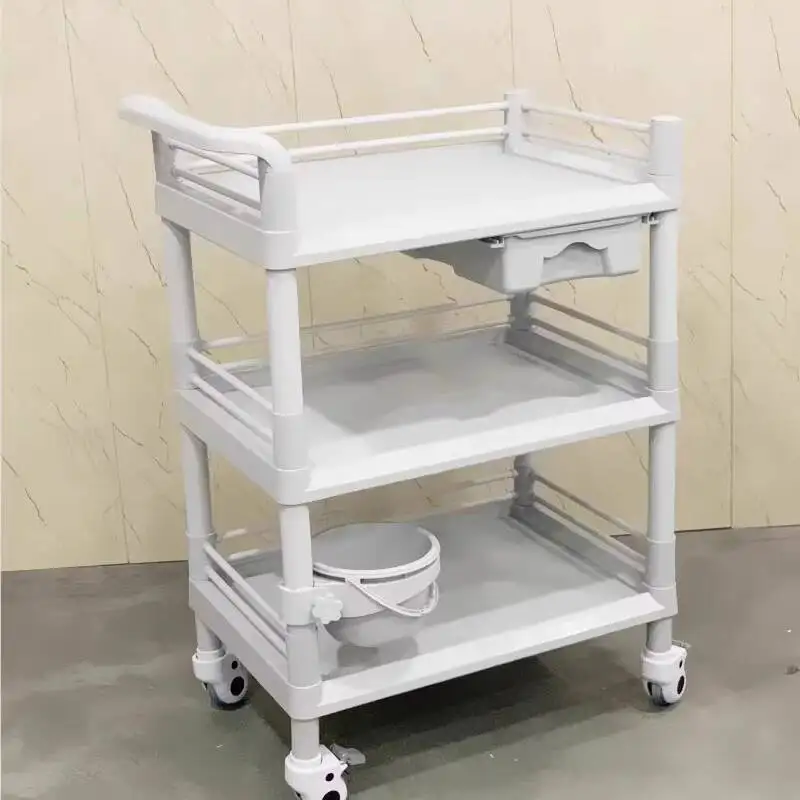 عربة أرفف صالون التجميل رف أدوات الفقاعات الصغيرة من الفولاذ المقاوم للصدأ ثلاثة عربة أدوات متعددة الوظائف #5