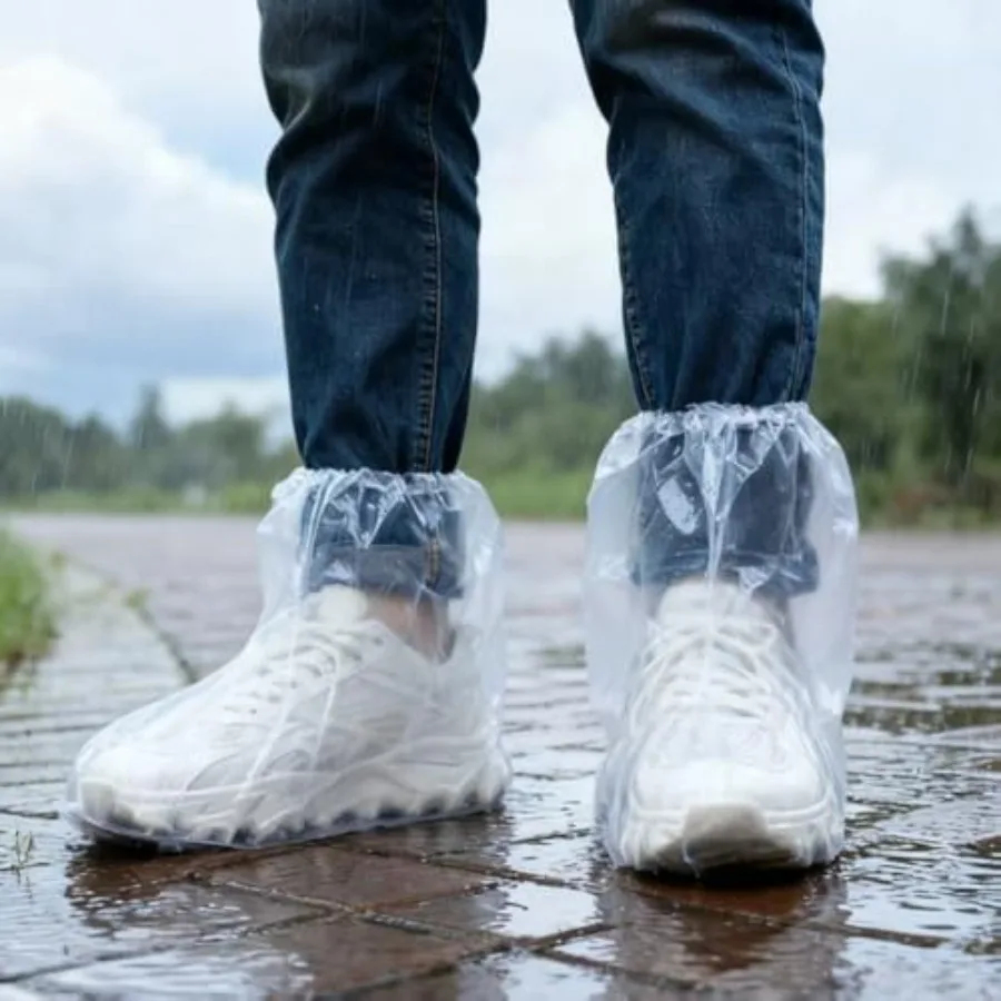 Disposable Rain Shoe Covers Shoe Protectors 11.8 Inch Tall, 50 PCS Thickened Waterproof Non-Slip Overshoes, Boot Protectors for