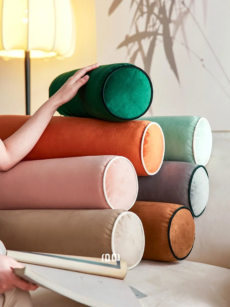 

Новая подушка в китайском стиле для гостиной: круглая, длинная, декоративная, для спины, из бархата, для домашнего декора